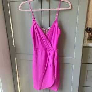 Lavender Brown Vibrant Pink Wrap Dress